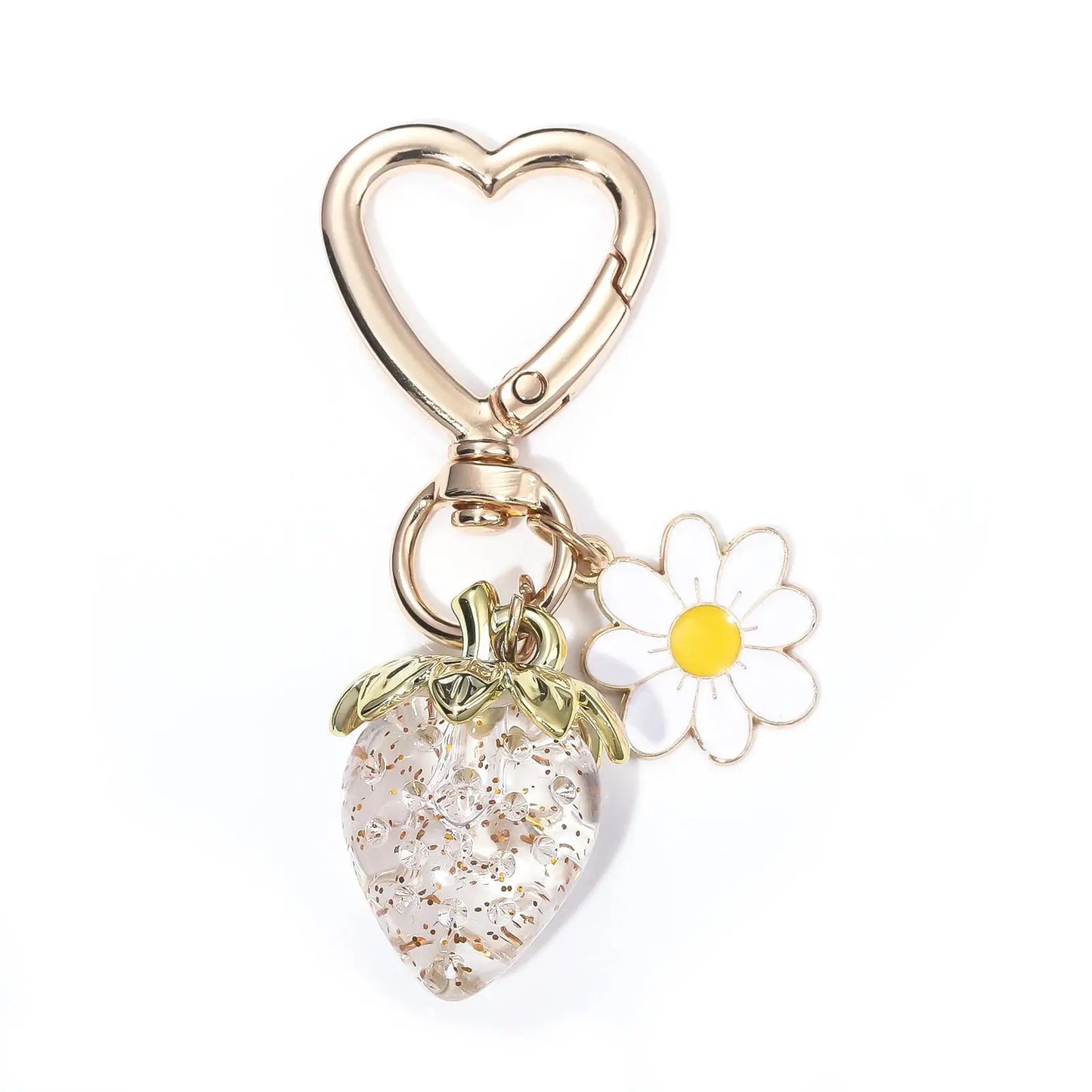 Cute Strawberry Bag Pendant Keychain Kawaii Heart Flower Daisy Key Chain