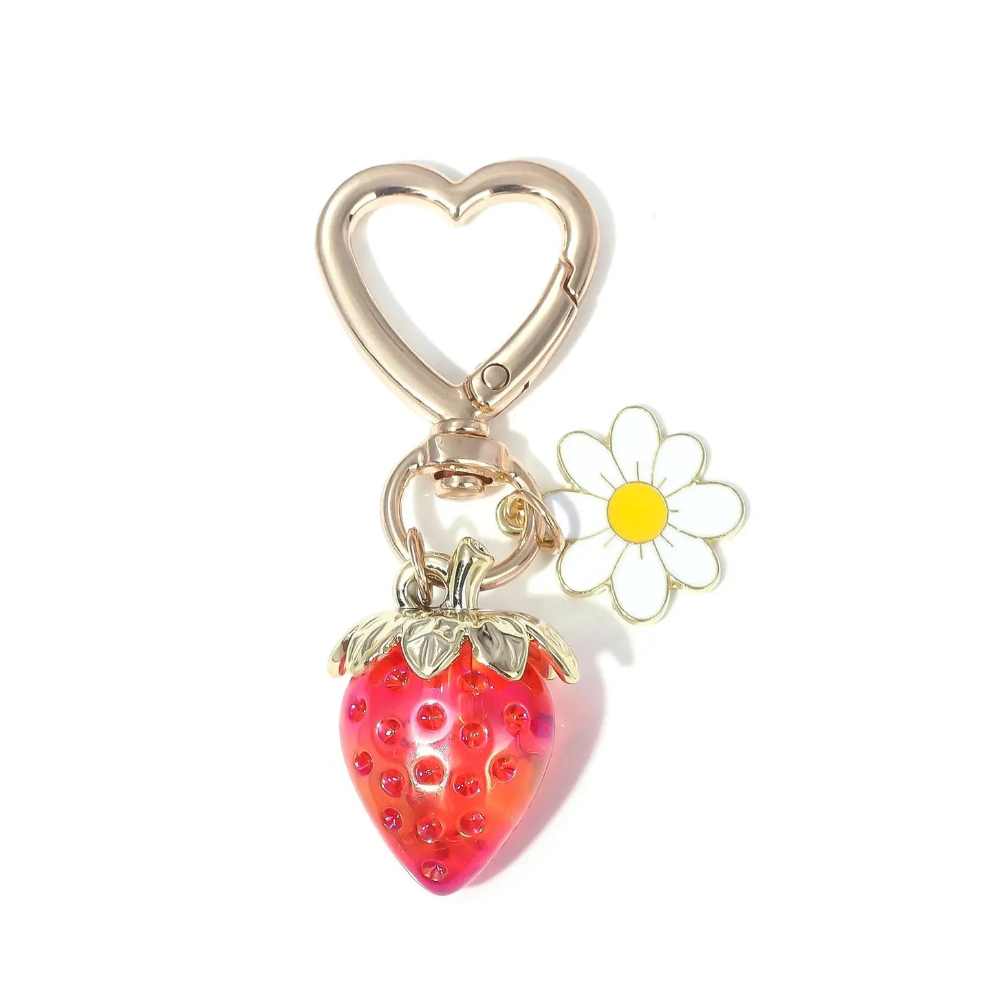 Cute Strawberry Bag Pendant Keychain Kawaii Heart Flower Daisy Key Chain