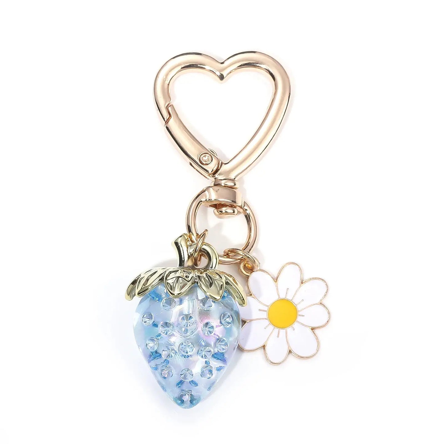 Cute Strawberry Bag Pendant Keychain Kawaii Heart Flower Daisy Key Chain