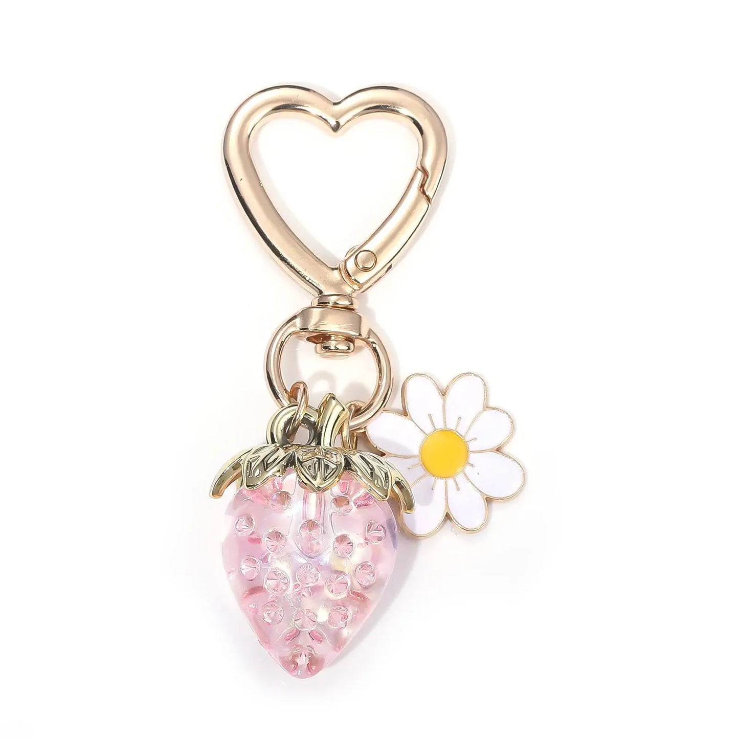 Cute Strawberry Bag Pendant Keychain Kawaii Heart Flower Daisy Key Chain