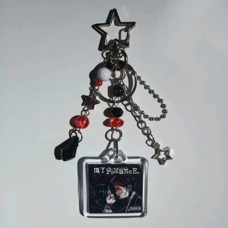 My Chemical Romance Album Keychain with Star Charm - Perfect Gift for Music Fans