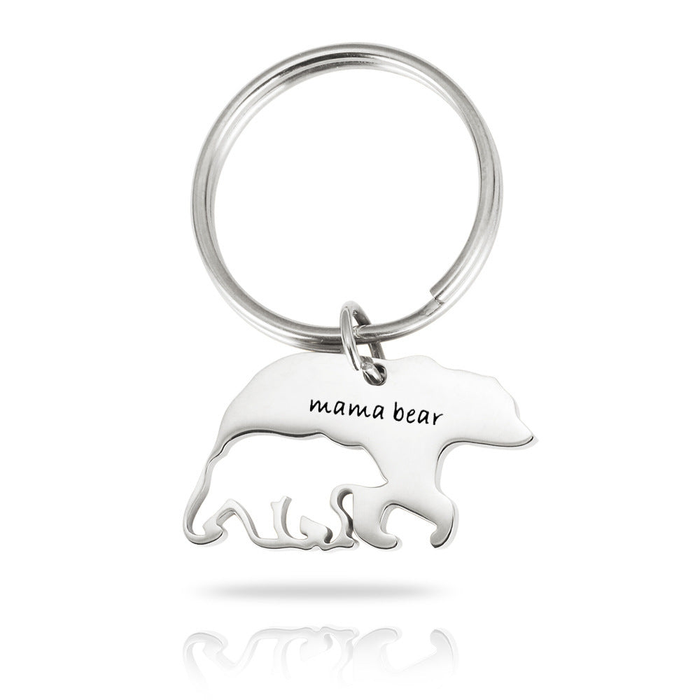Mother's Day Jewelry Stainless Steel Keychain Mama bear Thanksgiving Mother Bear Gift With Surface Coating Key 2 My Heart