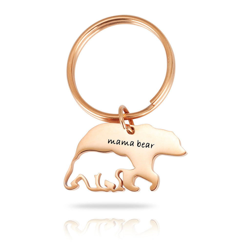 Mother's Day Jewelry Stainless Steel Keychain Mama bear Thanksgiving Mother Bear Gift With Surface Coating Key 2 My Heart