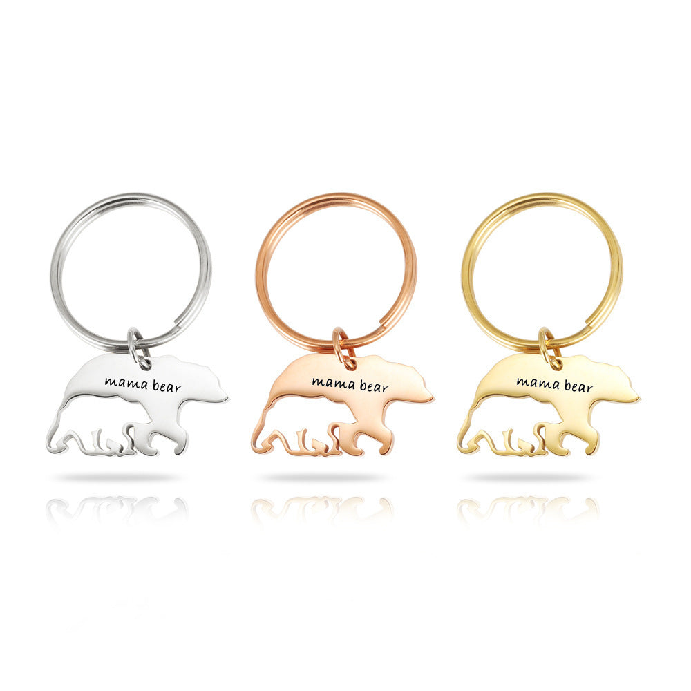 Mother's Day Jewelry Stainless Steel Keychain Mama bear Thanksgiving Mother Bear Gift With Surface Coating Key 2 My Heart