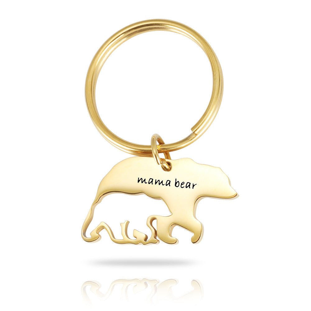 Mother's Day Jewelry Stainless Steel Keychain Mama bear Thanksgiving Mother Bear Gift With Surface Coating Key 2 My Heart