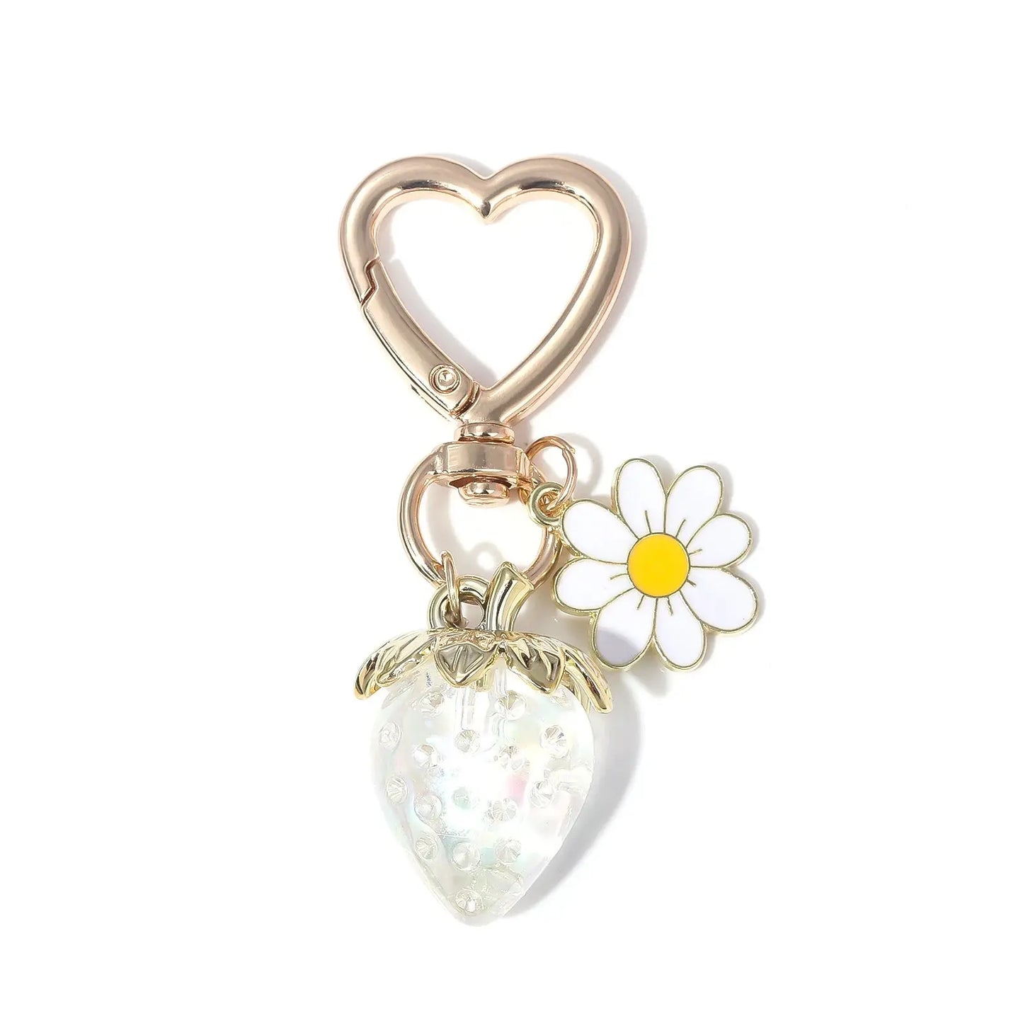 Cute Strawberry Bag Pendant Keychain Kawaii Heart Flower Daisy Key Chain
