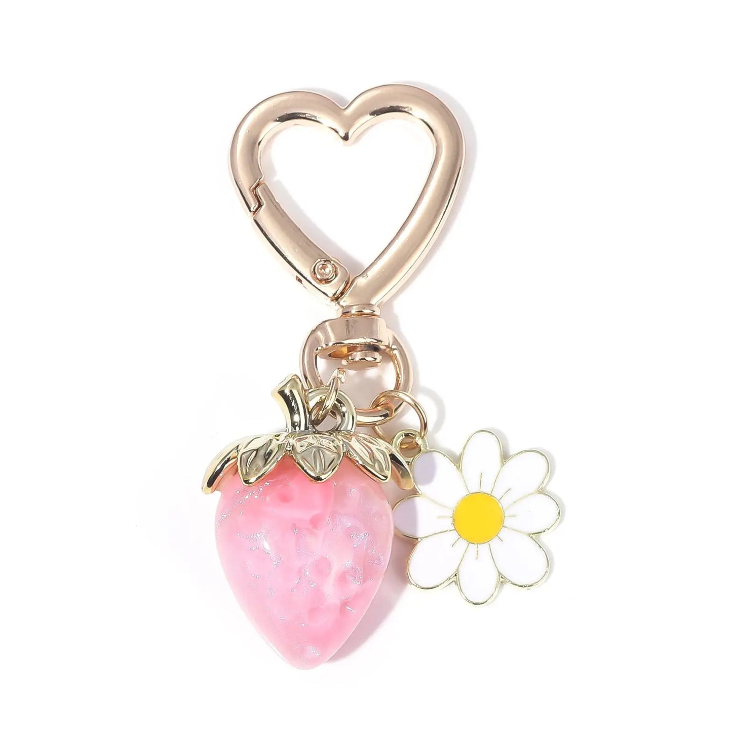 Cute Strawberry Bag Pendant Keychain Kawaii Heart Flower Daisy Key Chain